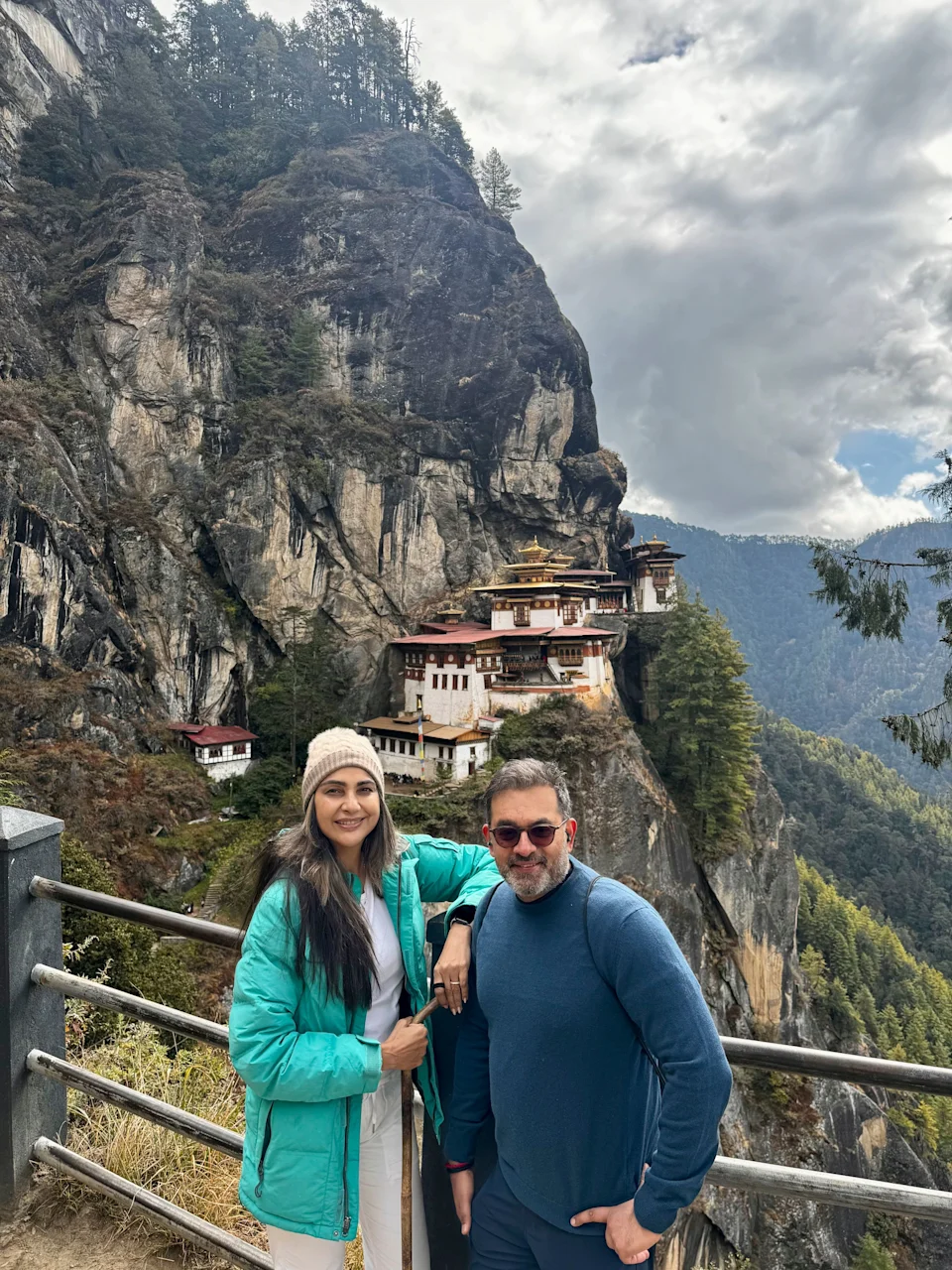 The writer and her husband in front of Tiger’s Nest