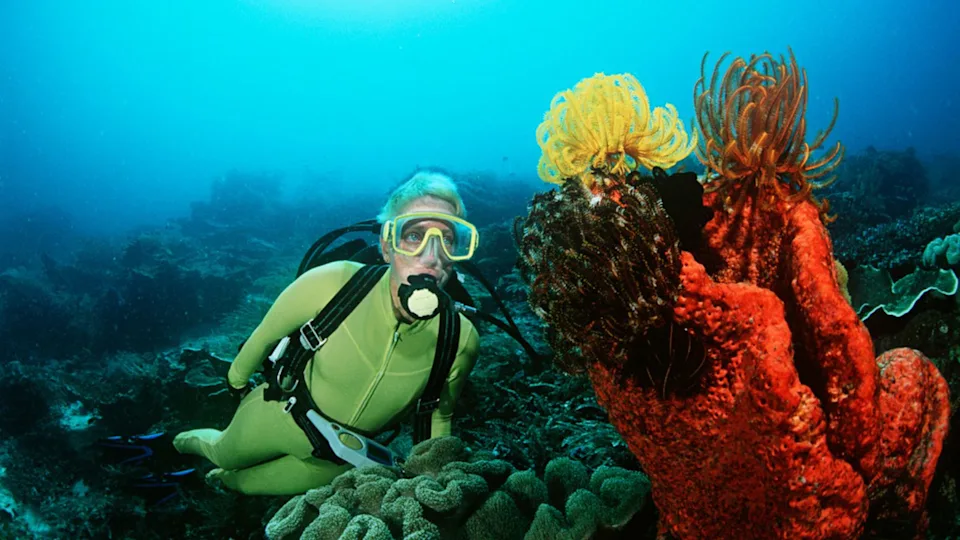 Woman scuba diver in Raja Ampat Indonesia