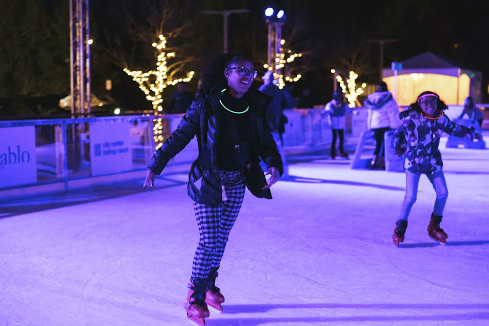 Kristi Yamaguchi Holiday Ice Rink will host special events including a New Year's Eve Glow night on Dec. 31 at City Center Bishop Ranch in San Ramon. (Studio Blanc/Kristi Yamaguchi Holiday Ice Rink)
