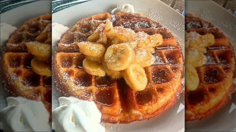 waffles with bananas on top
