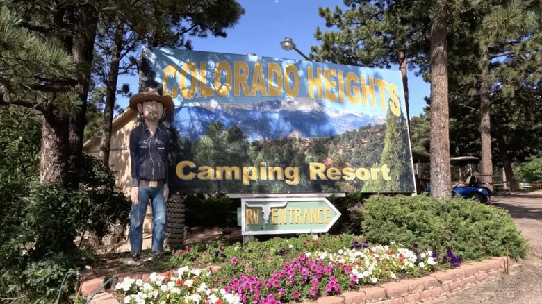 The Colorado Heights Camping Resort sign
