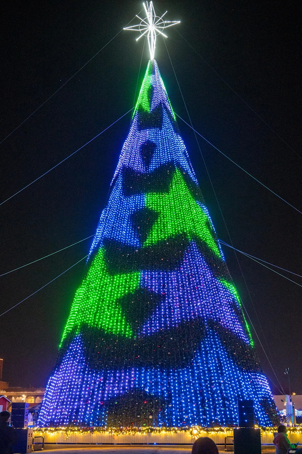 Enid's multi-event Christmas celebration The One: Bright Lights launches Sunday, Dec. 1, 2024, with the lighting of The Christ Tree. A 102-foot-tall steel tree with a 20-foot-tall Bethlehem star, it is adorned with nearly 35,000 lights and boasts a spectacular light show choreographed to Christmas music at the top of each hour.