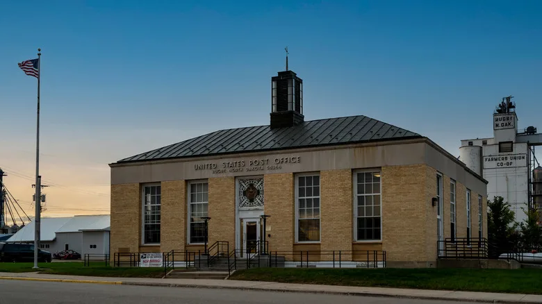 Historic post office in downtown Rugby North Dakota