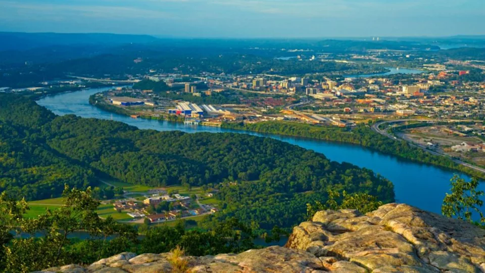 View of Chattanooga, Tennessee, from a high point on Lookout
