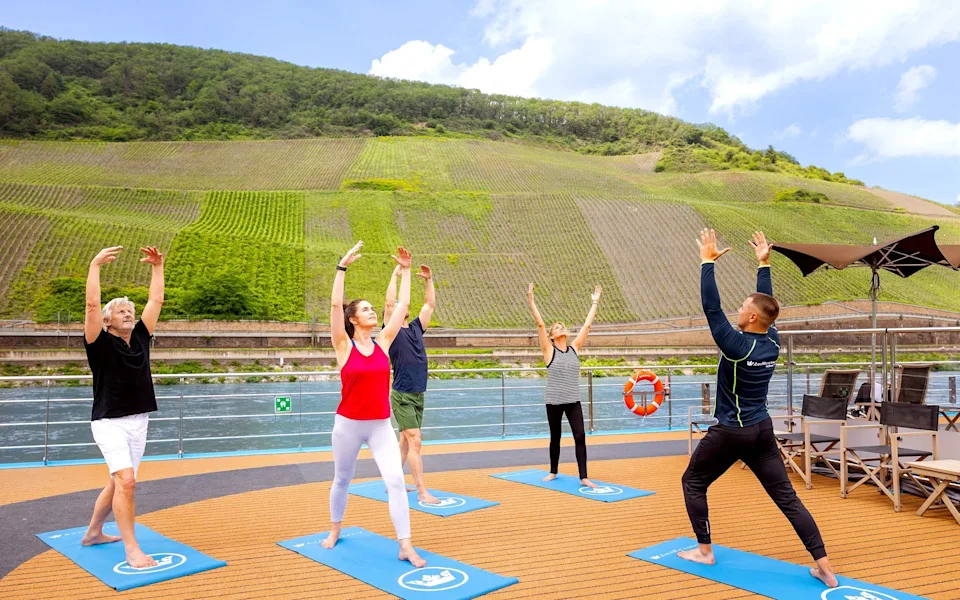 AmaWaterways sun deck yoga ; best main river cruises