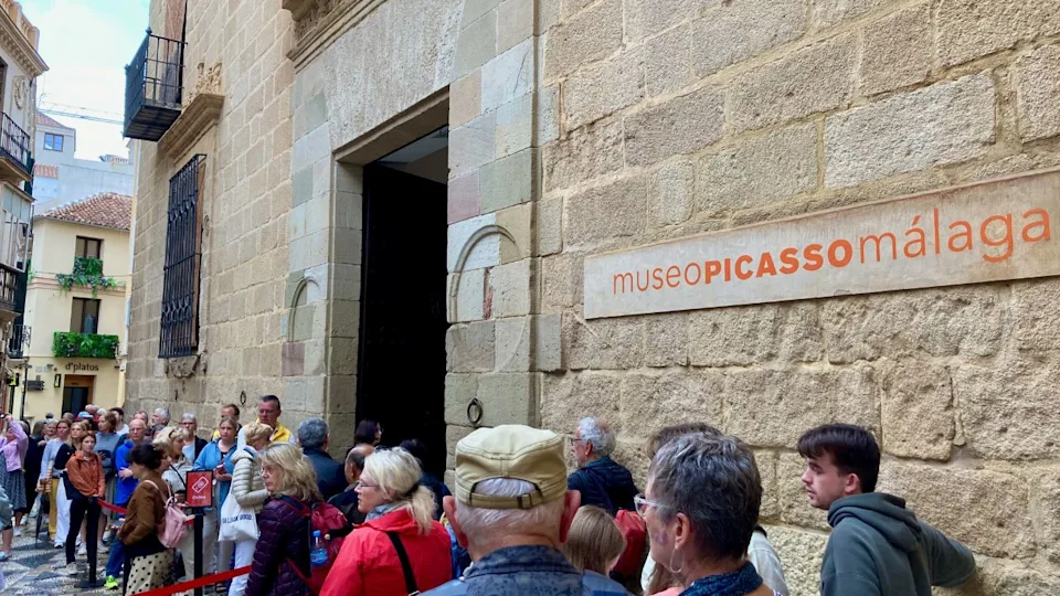 Malaga Spain. 07.06.2023. A line of visitors at the entrance to the Picasso Museum
