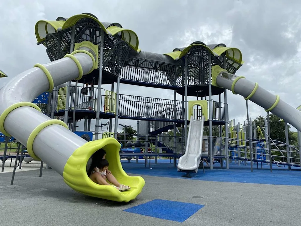 The massive play structure at Pearsall Park. (Nick C. via Yelp)