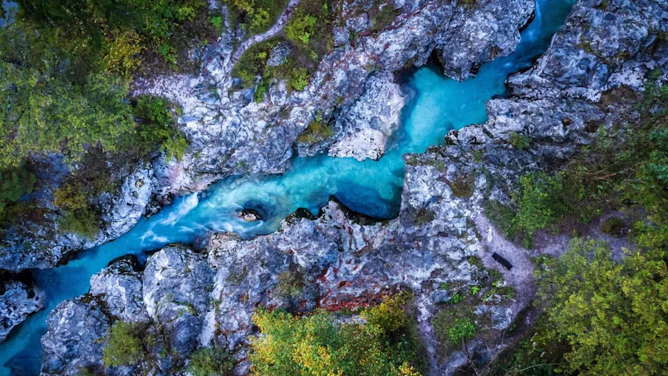 Soča river valley. Bovec, julian alps. Slovenia, Central Europe,