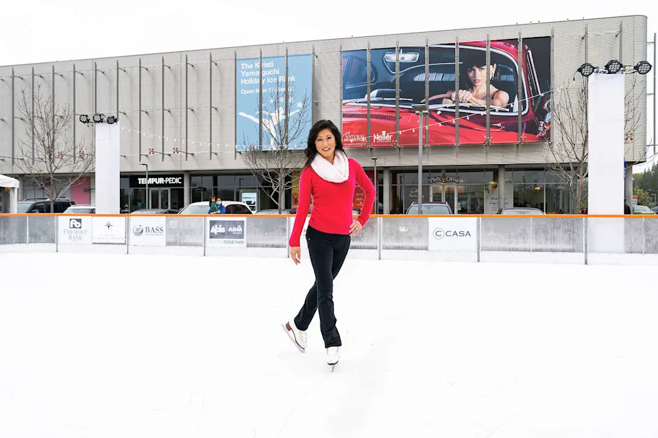 This year's Holiday Ice Rink at City Center Bishop Ranch will include a morning skating clinic with Kristi Yamaguchi on Dec. 6 at the San Ramon pop-up ice arena. (Kristi Yamaguchi Holiday Ice Rink)