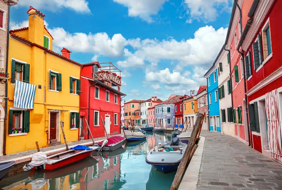 Colorful houses in Venice, Italy.