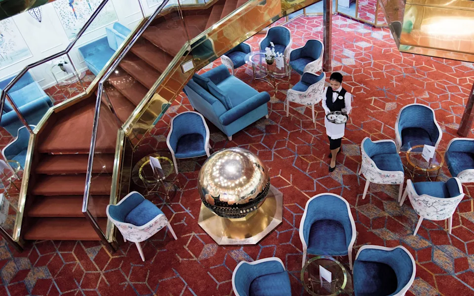 tea room on Balmoral Fred Olsen ship ; best Baltic cruises