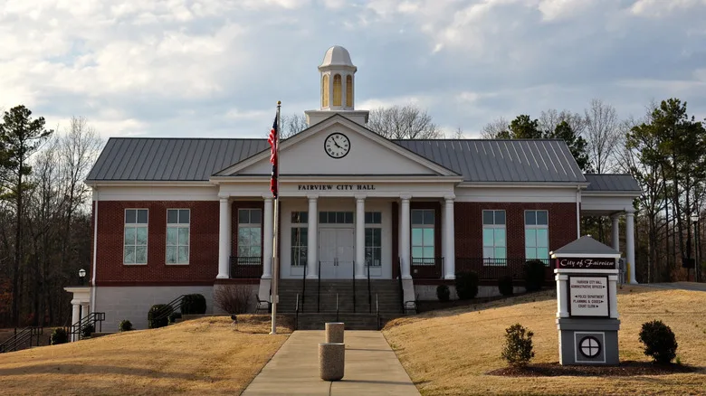 Fairview City Hall on an overcast day