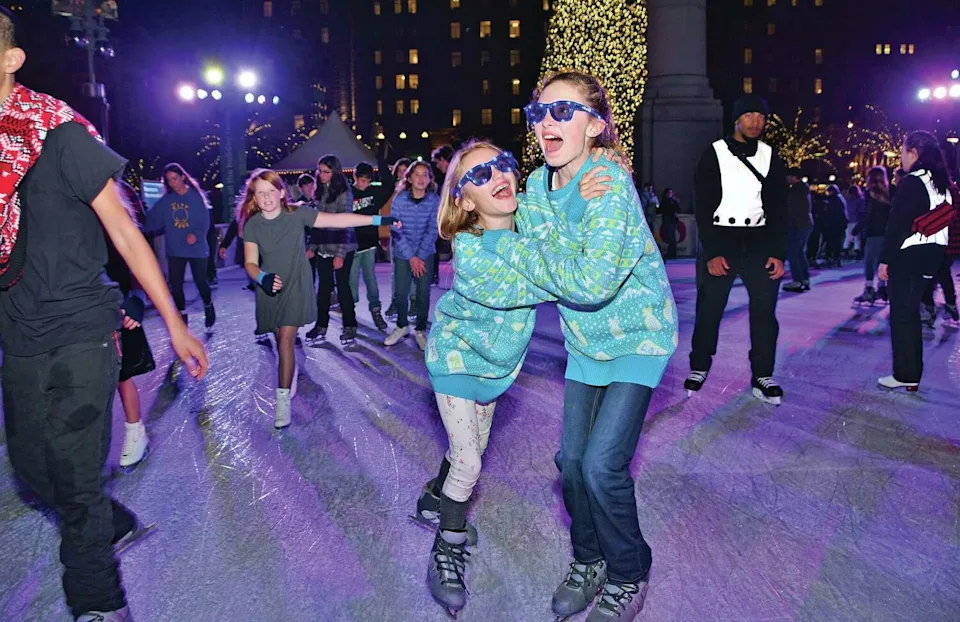 Union Square's annual Holiday Ice Rink is scheduled to include fun themed skate events such as its popular '80s-themed "Flashback Fridays." (Union Square Holiday Ice Rink)