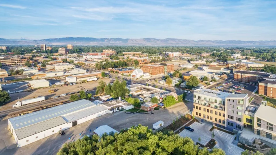 Fort Collins downtown aerial view