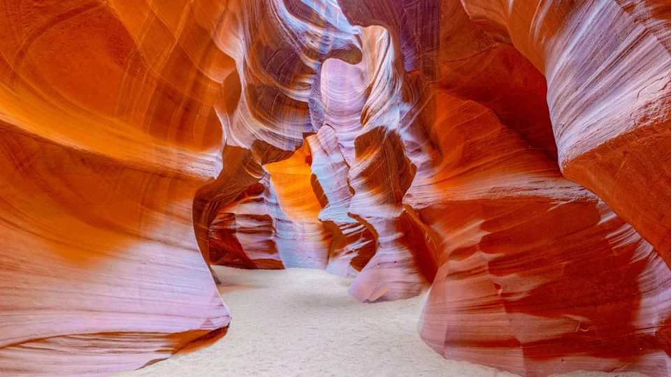 Antelope Canyon is a slot canyon in the American Southwest. It is on Navajo land east of Page, Arizona. USA.