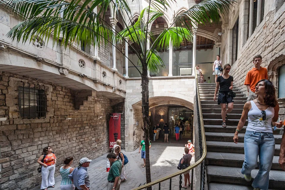 Entrance to the Picasso Museum in the Barri Gotic, Barcelona Spain.