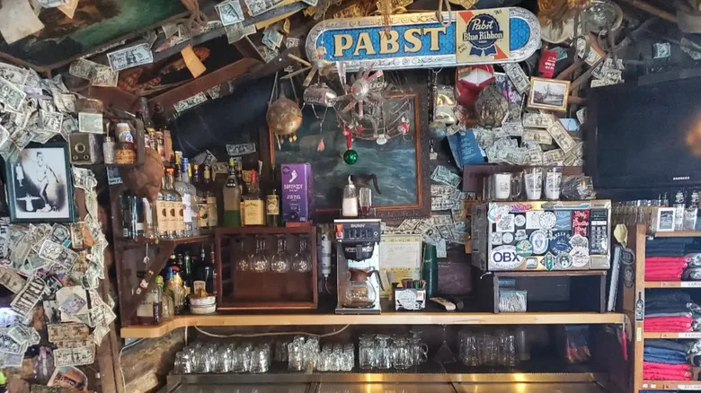 An indoor shot of behind the bar at the salty dawg saloon