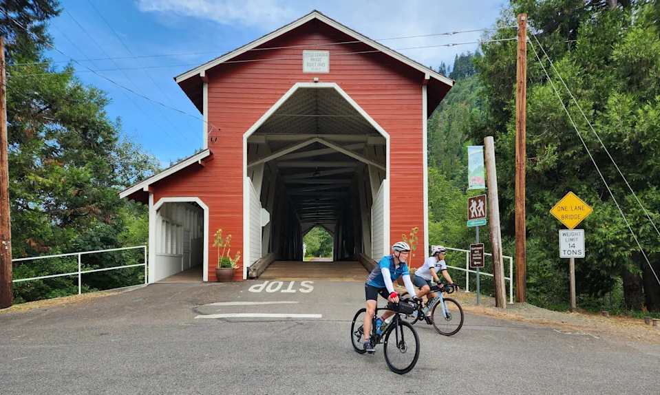 The Aufderheide Scenic Bikeway showcases the Office Covered Bridge in Westfir.