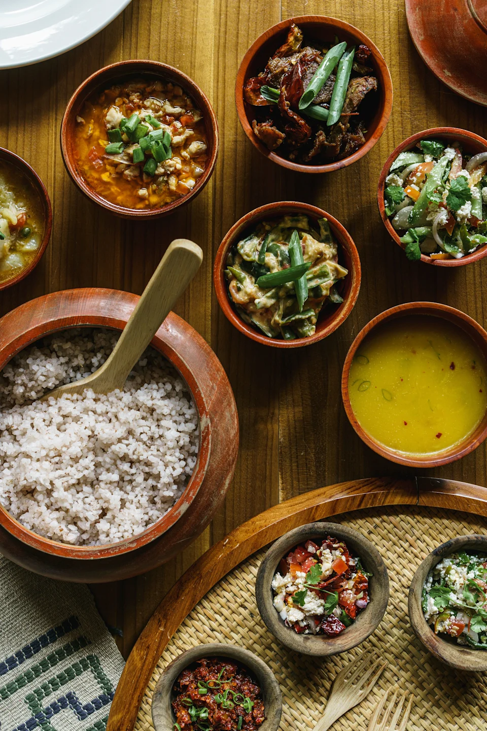 A typical Bhutanese ema datshi and semchuk datshi at Amankora Paro