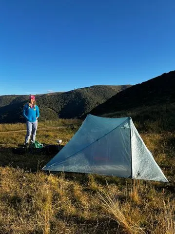 Courtesy of Bianca Adler Bianca Adler pitching a tent