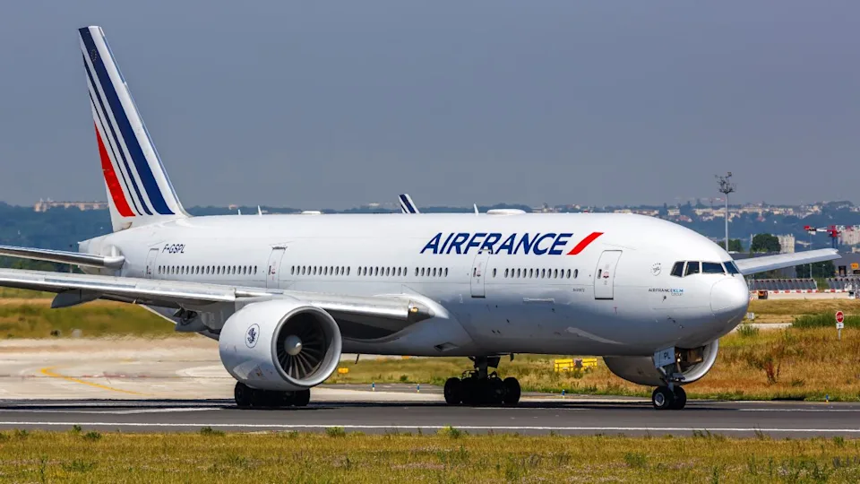 Paris, France - June 4, 2022: Air France Boeing 777-200ER airplane at Paris Orly Airport (ORY) in France.