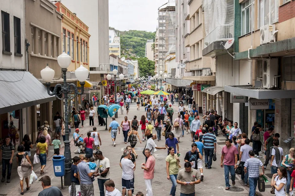 Maremagnum/Getty Images A busy pedestrian street in Florianopolis' Centro neighborhood.