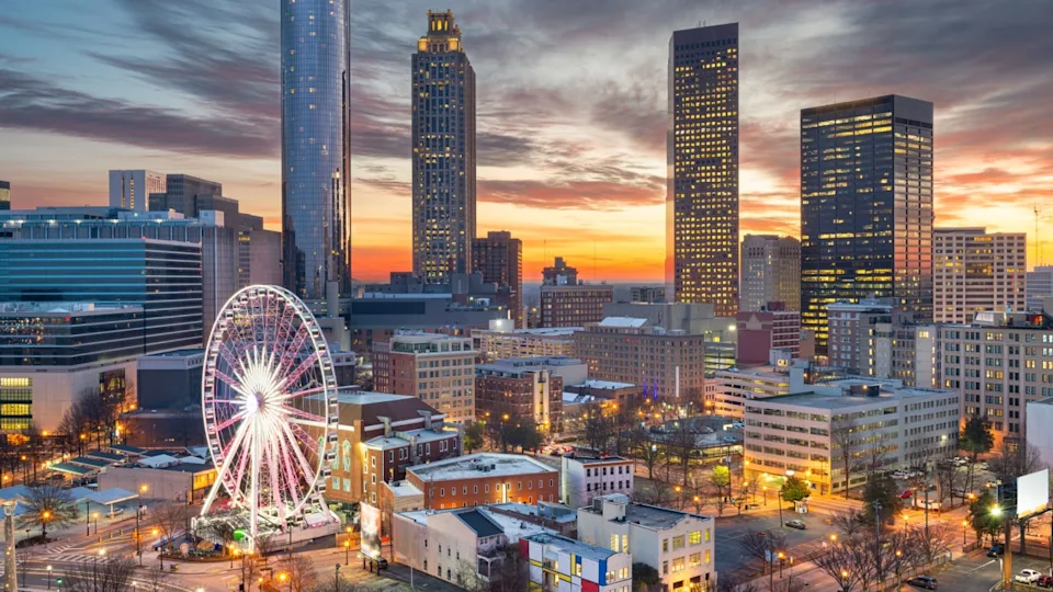 Atlanta, Georgia, USA downtown skyline at dusk.