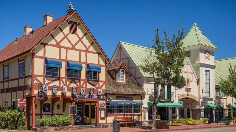 The Danish town of Solvang, California, on a sunny day