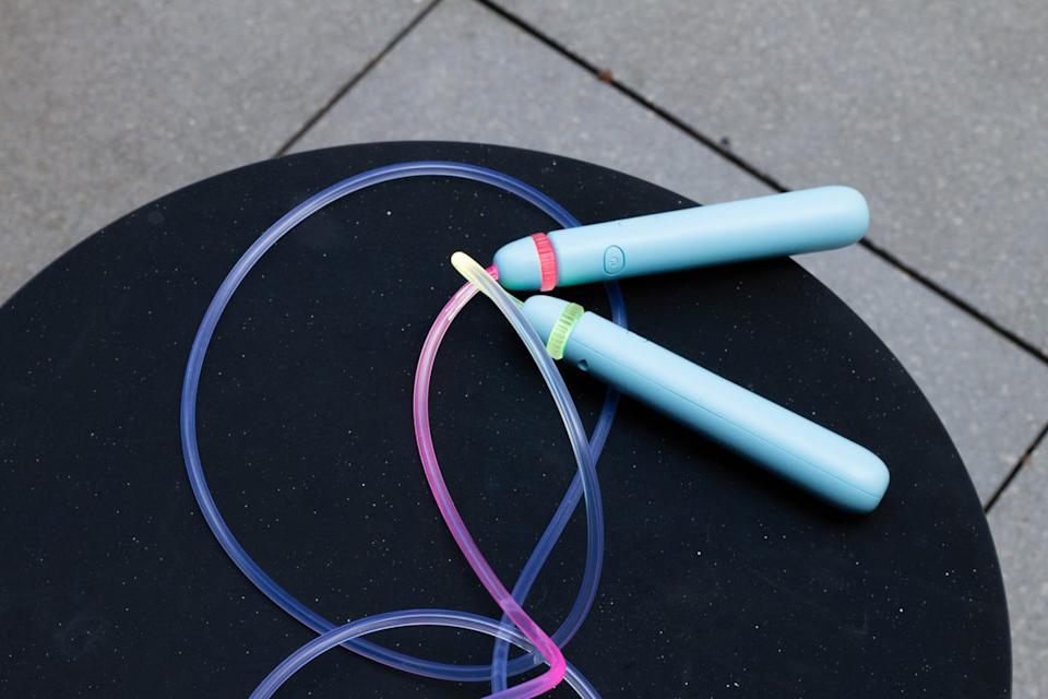 A rainbow LED jump rope that cost $15. Weighted ropes might not be as fun and are around the same price (Ariana Baio/The Independent)