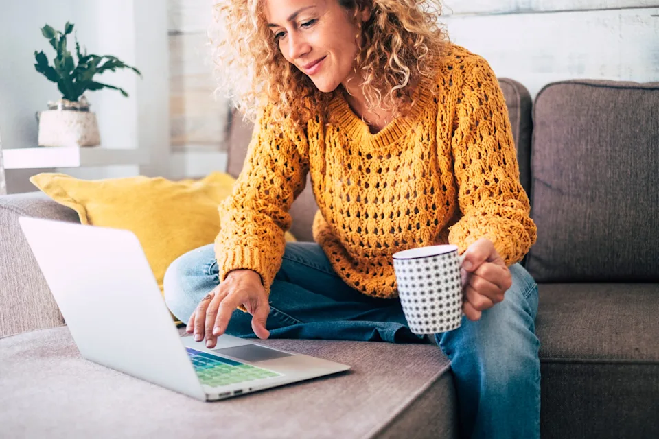 Woman at work on computer.