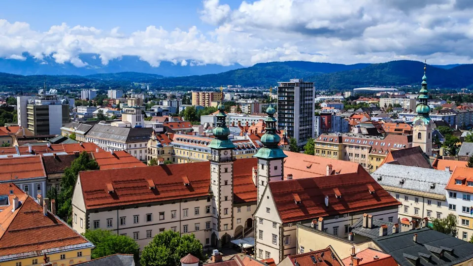 View from above over Landhaus in Klagenfurt (Carinthia/Austria)