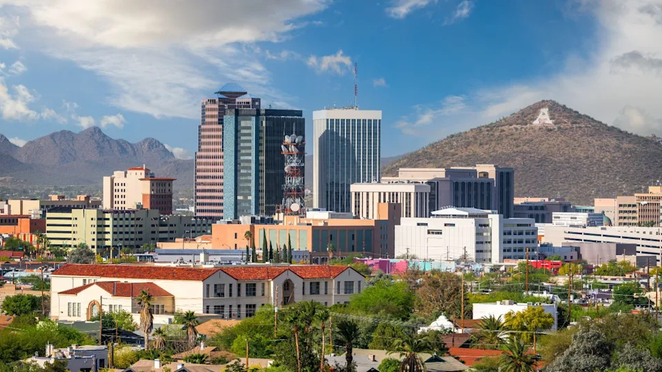 Tucson, Arizona, USA downtown city skyline in the afternoon.