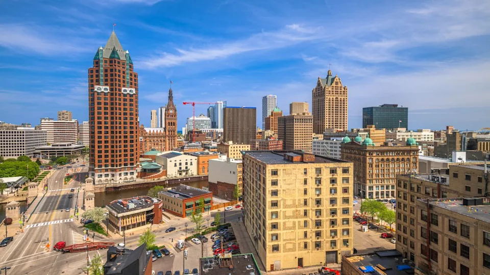 Milwaukee, Wisconsin, USA downtown skyline in the afternoon.