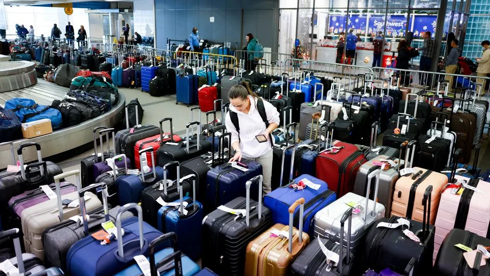 Suitcases at Denver International Airport in December 2022. If lost suitcases cannot be reunited with their owners within four months, they are shipped to the Unclaimed Baggage store. - Michael Ciaglo/Getty Images