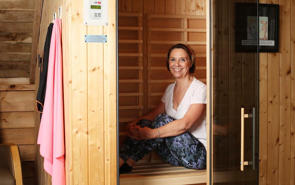 She also uses an infrared sauna twice a week