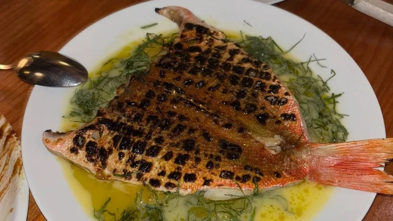 A dish of blackened snapper fish