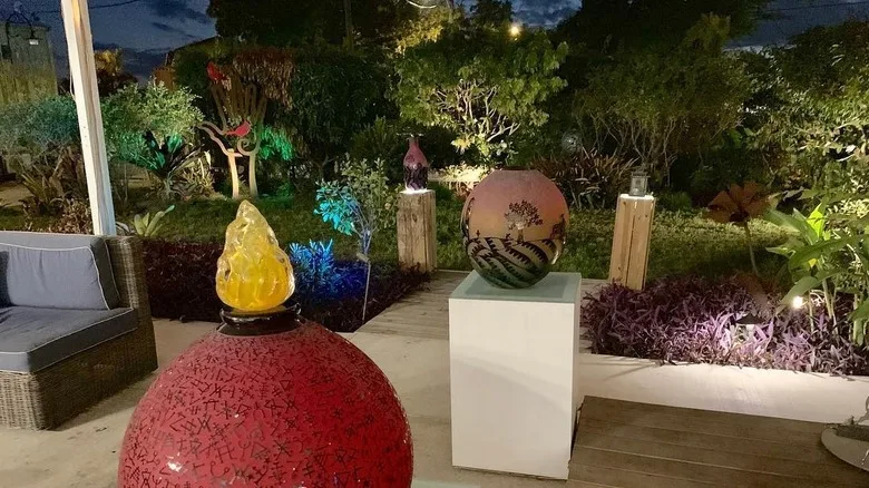 Glass sculptures in garden of Duncan McClellan Gallery in Florida
