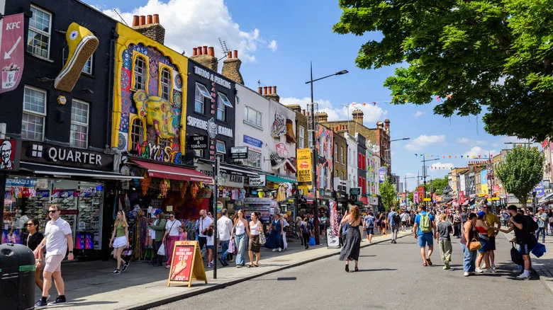 Colorful shop fronts in Camden, London