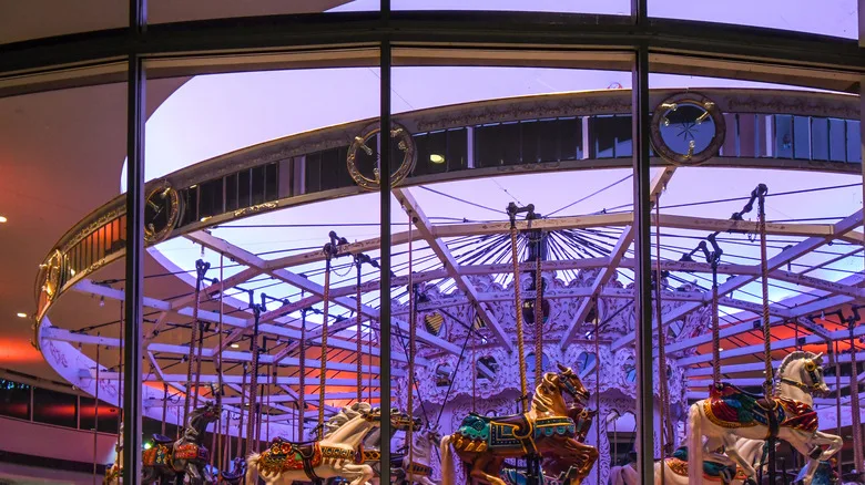 Lilac-lit carousel in Spokane, Washington