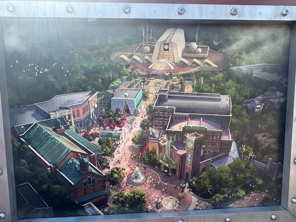 concept art on construction walls Monsters Inc. land