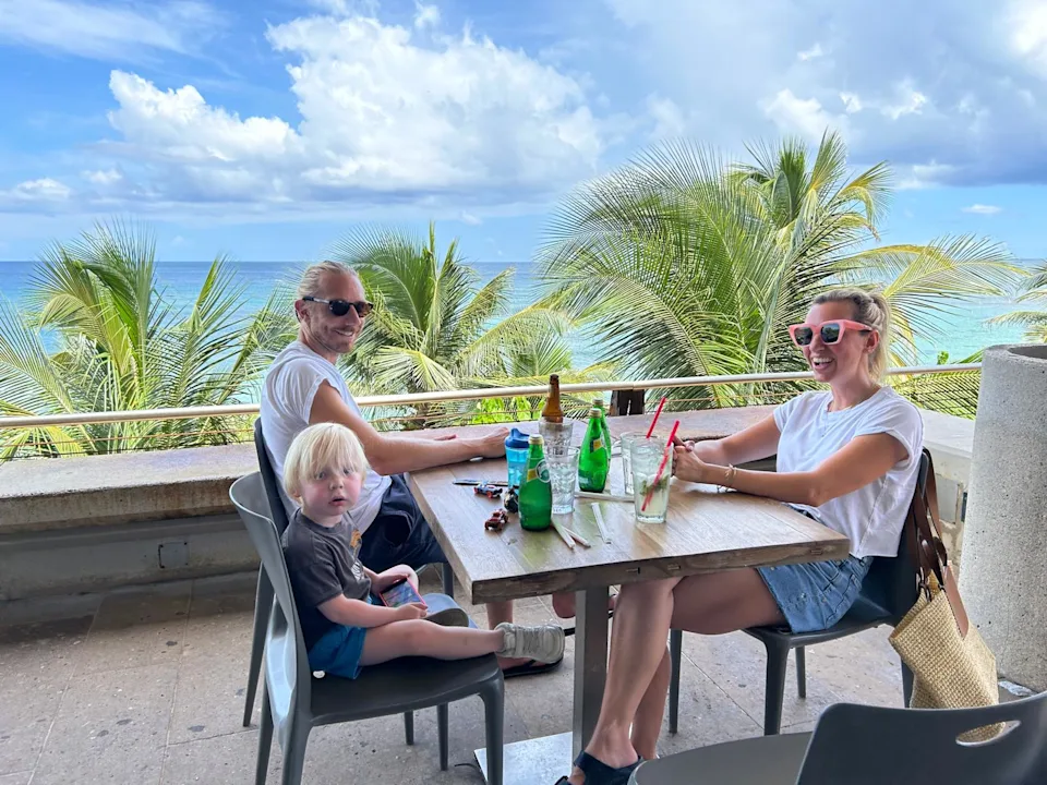 The author and her family dining in Puerto Rico.