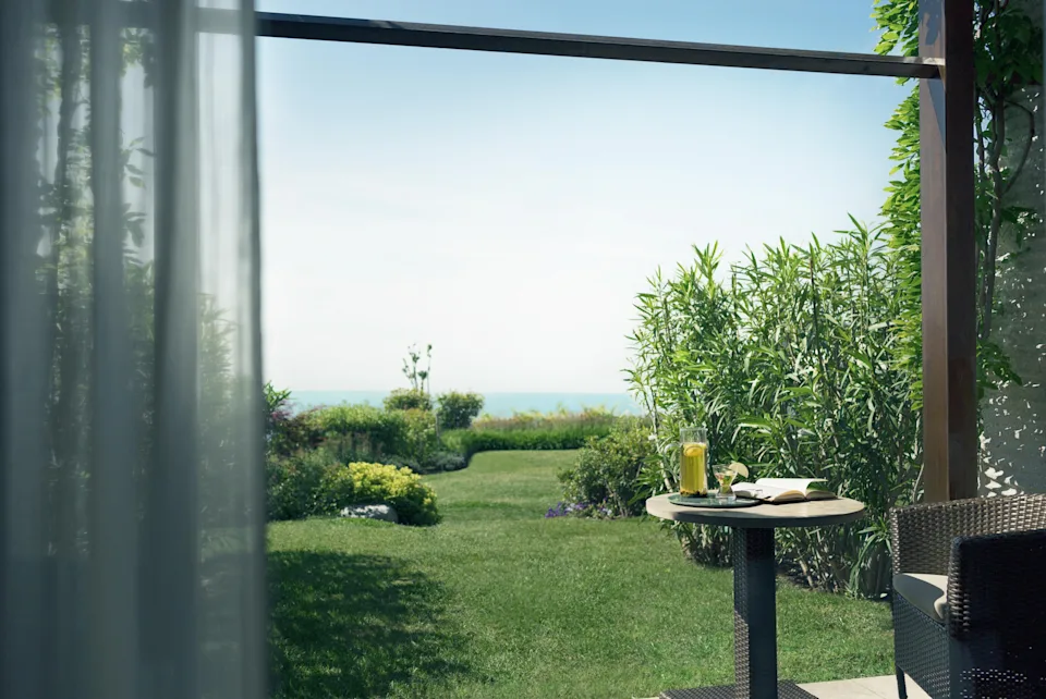 The resort's Prestige Junior Suite Terrace with views of Lake Garda