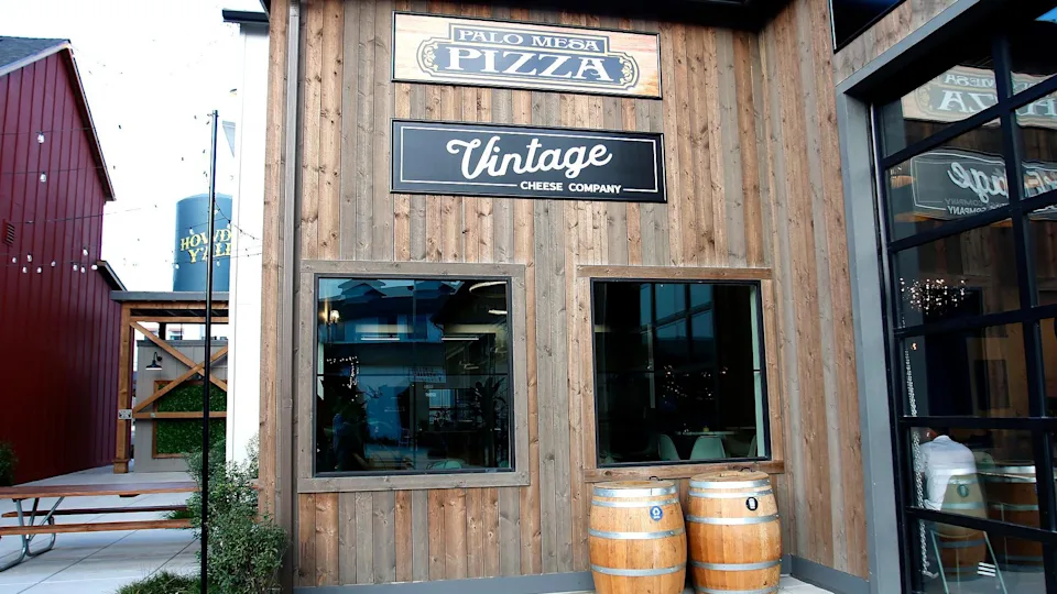 SLO Ranch Farms has six new businesses opening soon. Paso Mesa Pizza and Vintage Cheese Co. have signage, but are under construction. By Laura Dickinson