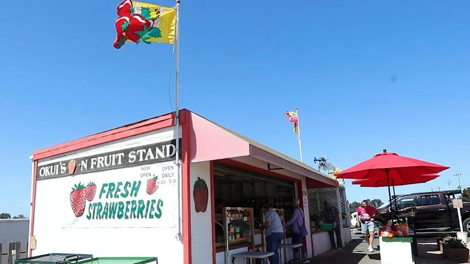 The Okui Strawberry and Fruit Stand at the corner of Highland Way and S. 13th Street in Grover Beach carries locally grown produce and flowers. By David Middlecamp