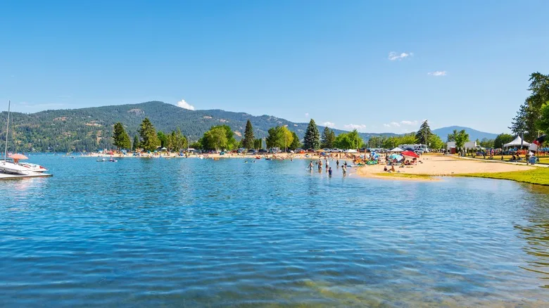 Beach along Lake Pend Oreille in small town of Sandpoint