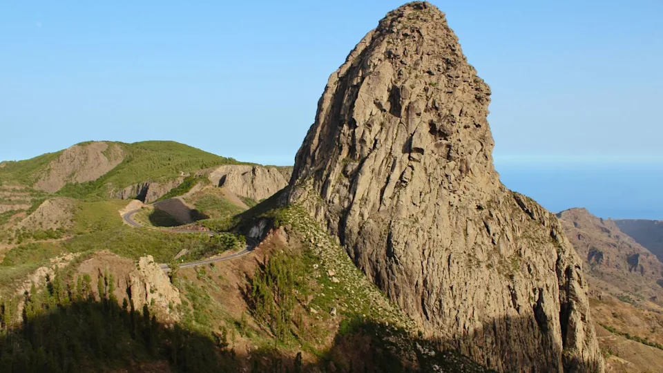 A scenic view of the Roque Agando in Garajonay National Park on La Gomera, Canary Islands