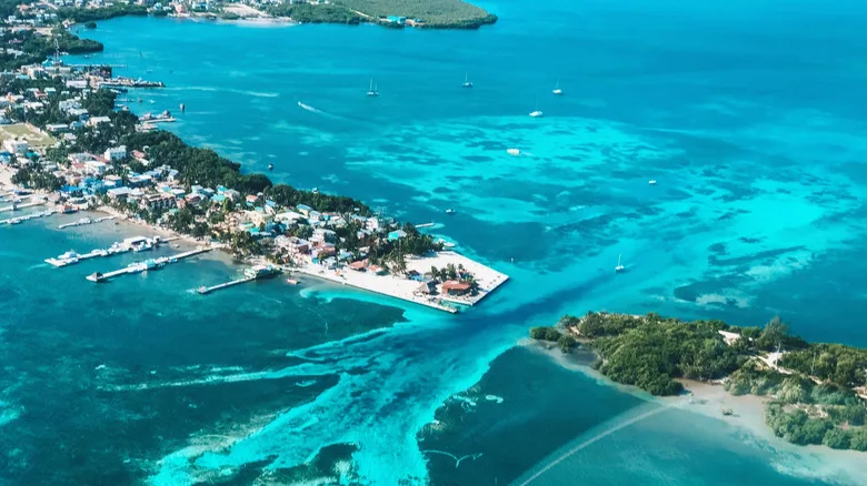 aerial view of Caye Caulker, Belize