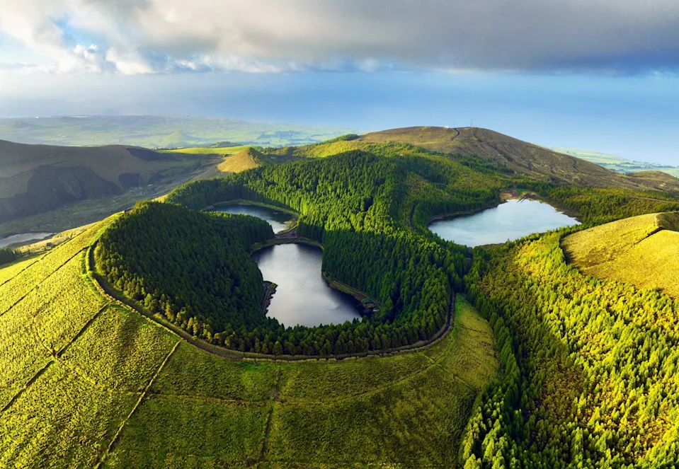 Beautiful view of a lagoon in the Azores Islands.
