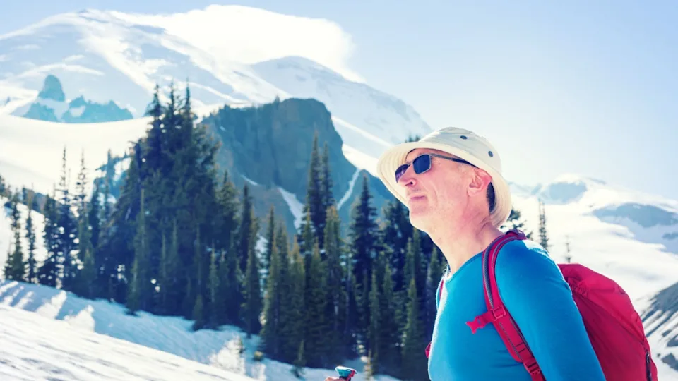 Male in hike in the Mount Rainier National Park, Washington, USA