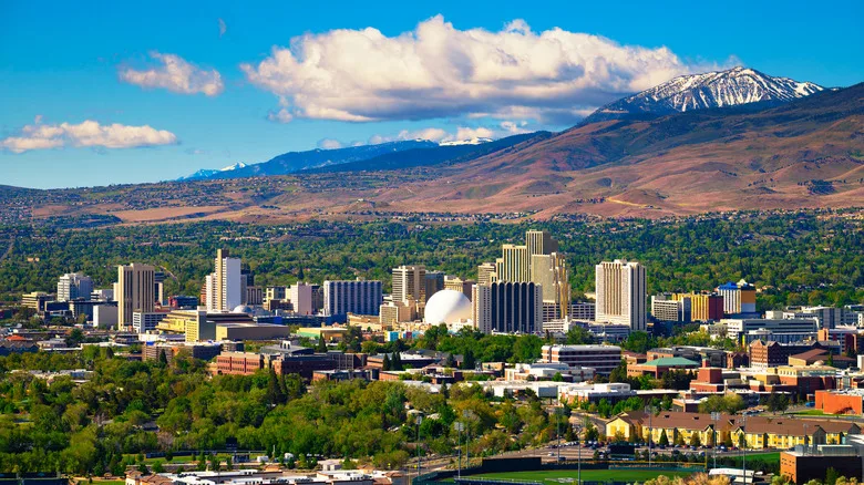An overhead view of downtown Reno